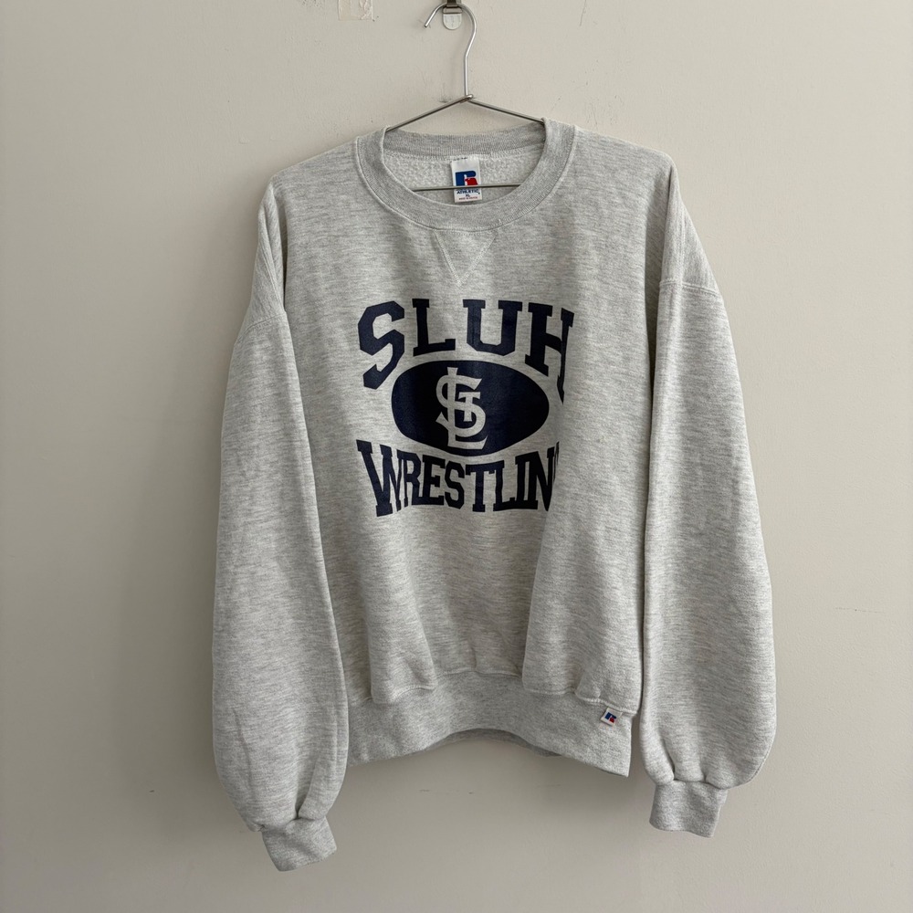 Vintage Russell Athletic SLUH Wrestling Sweatshirt Heather Gray XL